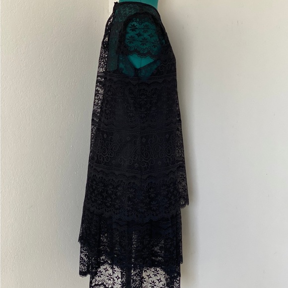 BLACK LACE GOTHIC VINTAGE CHANTILLY TWO PIECE DRESS AND BLOUSE PUNK ROCK N ROLL - Picture 2 of 7